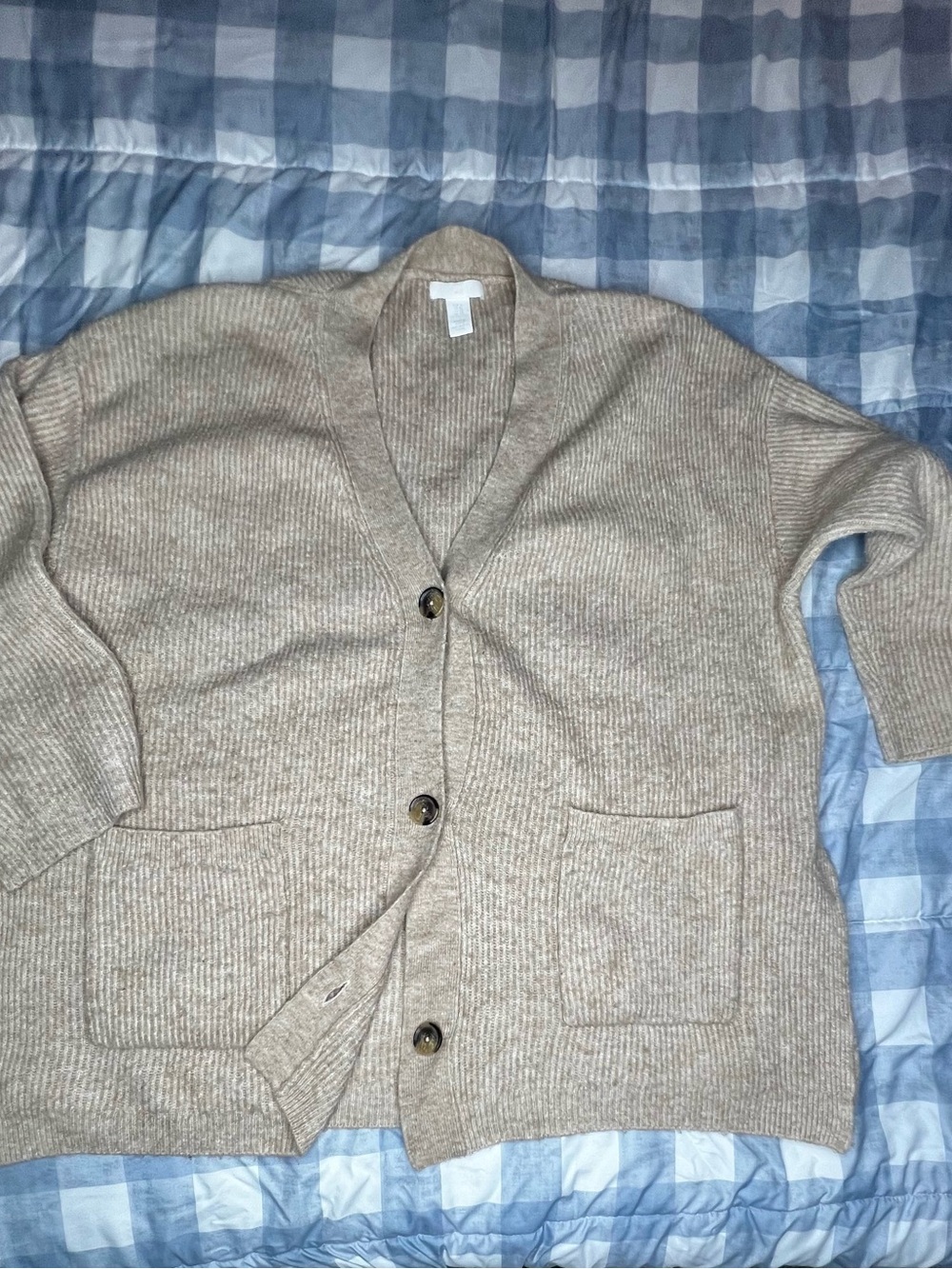 Boyfriend fit Ribbed Button-Front Sweater Cardigan